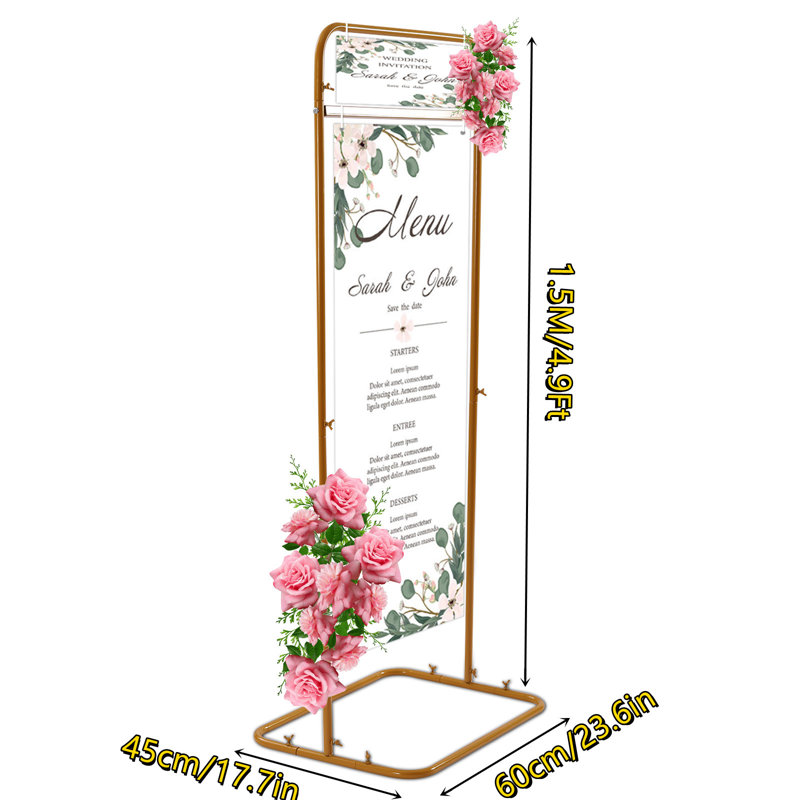 YaoTown 4.9Ft Iron Welcome Sign Frame Metal Wedding Arch Stand